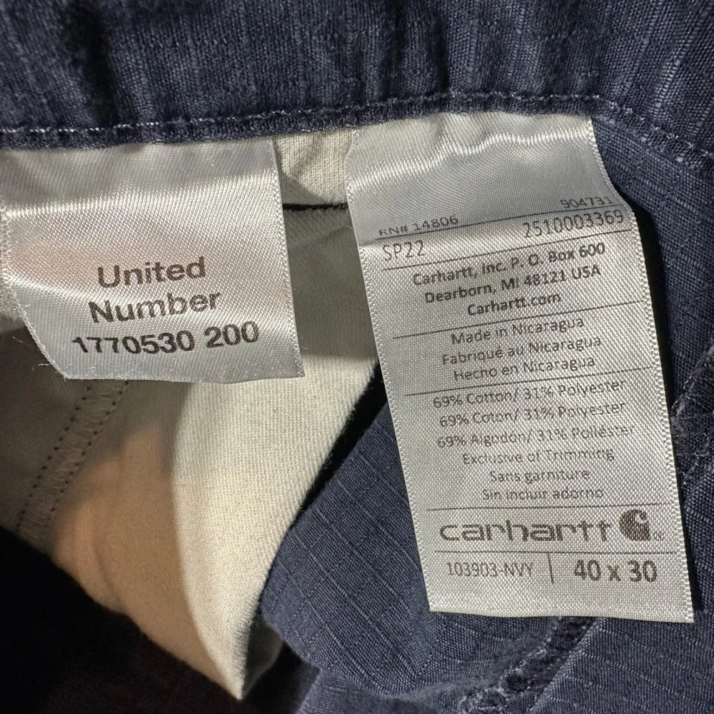 Carhartt Force Men's Navy Blue Ripstop Cargo Work Pants 40x30 Straight‎ Leg